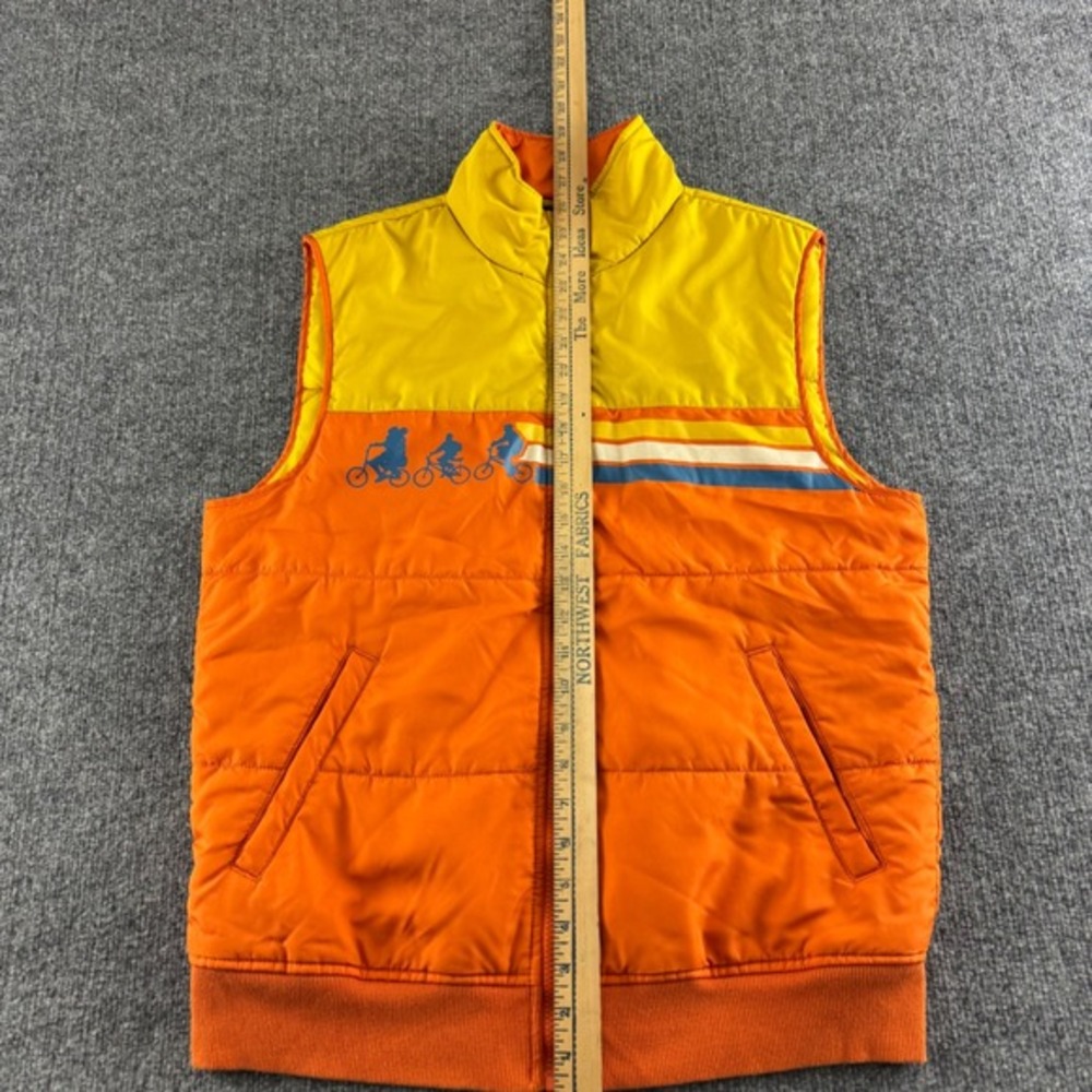 Stranger Things Vest Puffer‎ Sleeveless Jacket Bike Graphic Orange Yellow - M - Picture 8 of 10